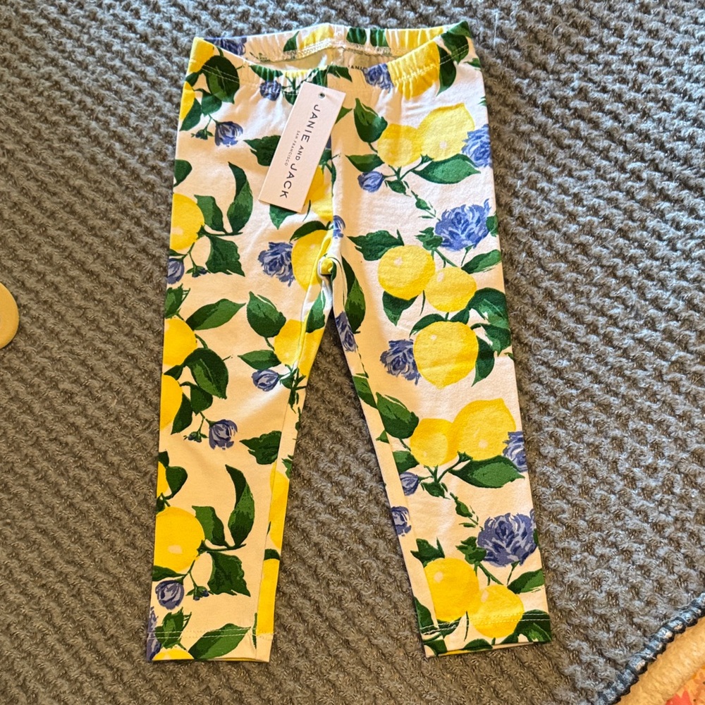 NWT Janie and Jack White Lemon Everyday Leggings